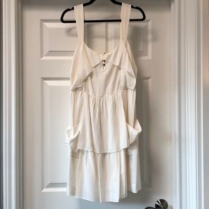 Banana Republic silk cream apron style dress
